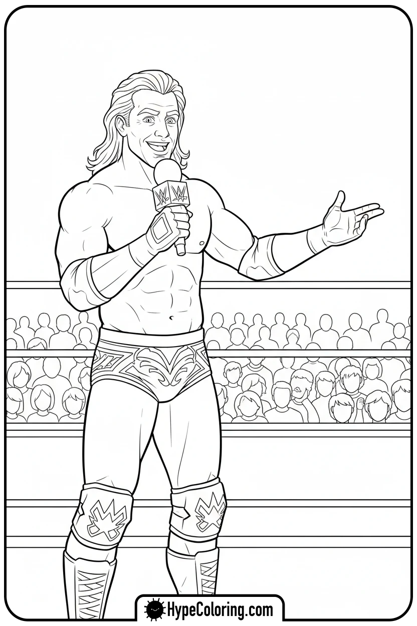 Click to download PDF wrestler-on-microphone - wwe coloring pages