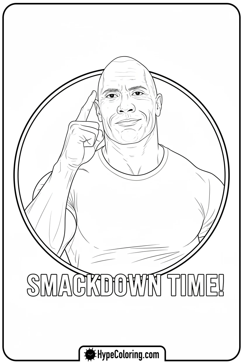 Click to download PDF the-rock-eyebrow-raise - wwe coloring pages