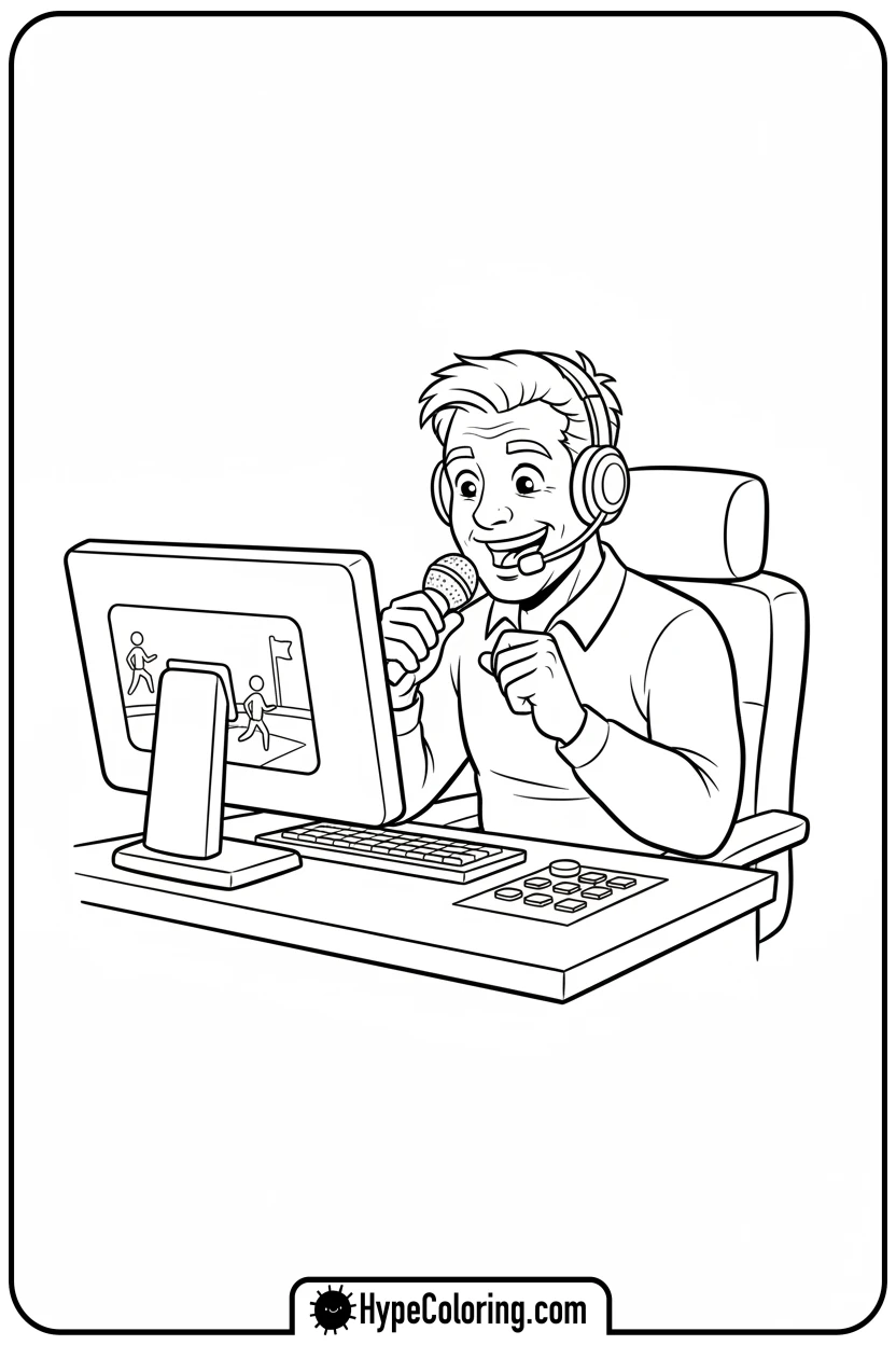 Click to download PDF announcer-at-desk - wwe coloring pages