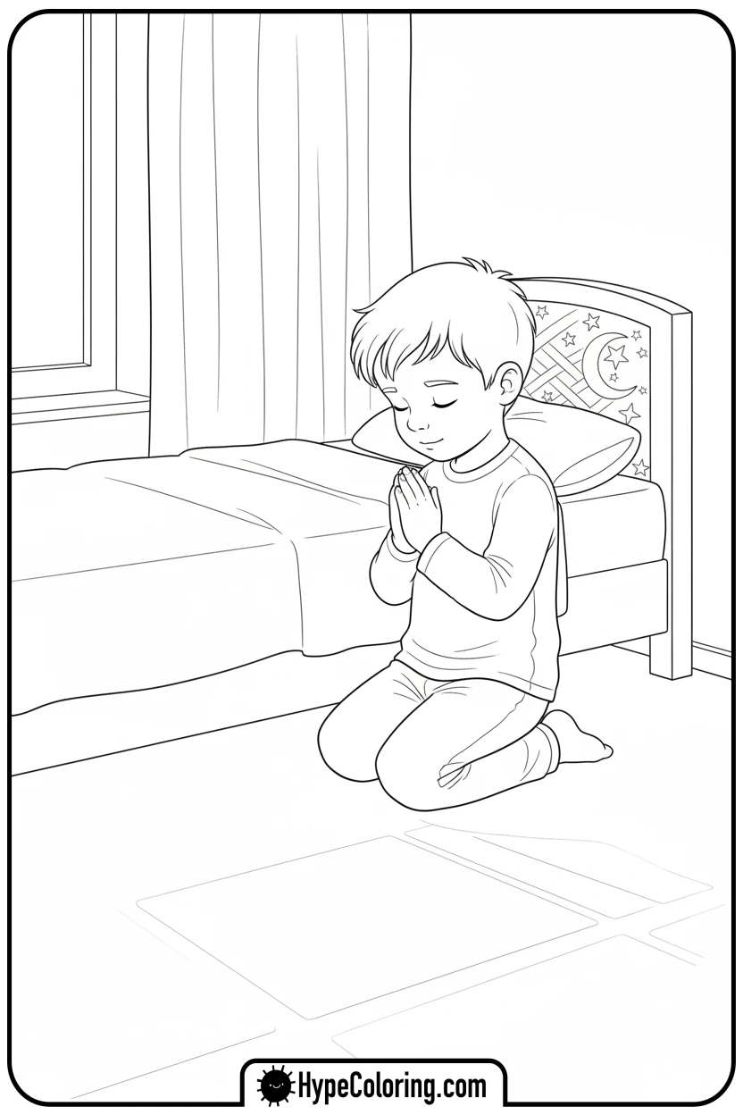 child-praying-by-window - bible verse coloring pages