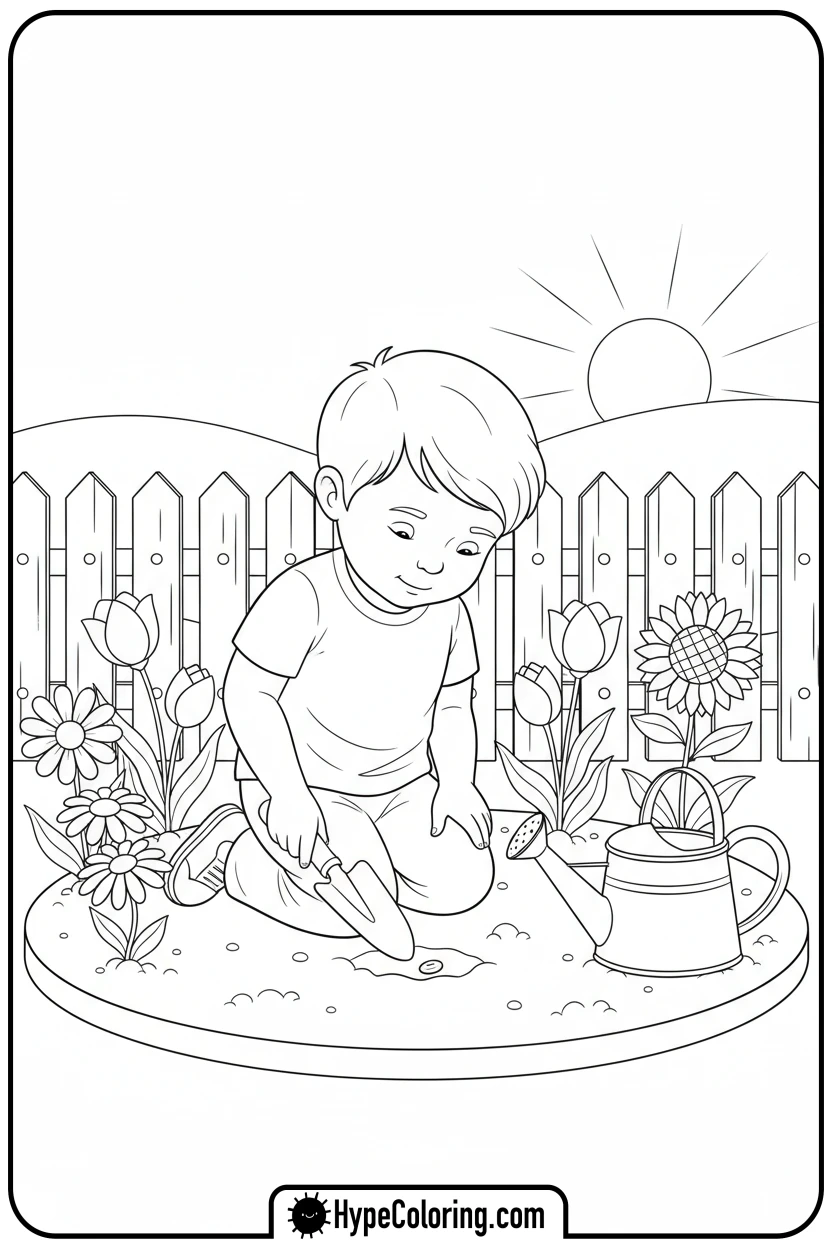 child-planting-a-seed-in-garden - bible verse coloring pages