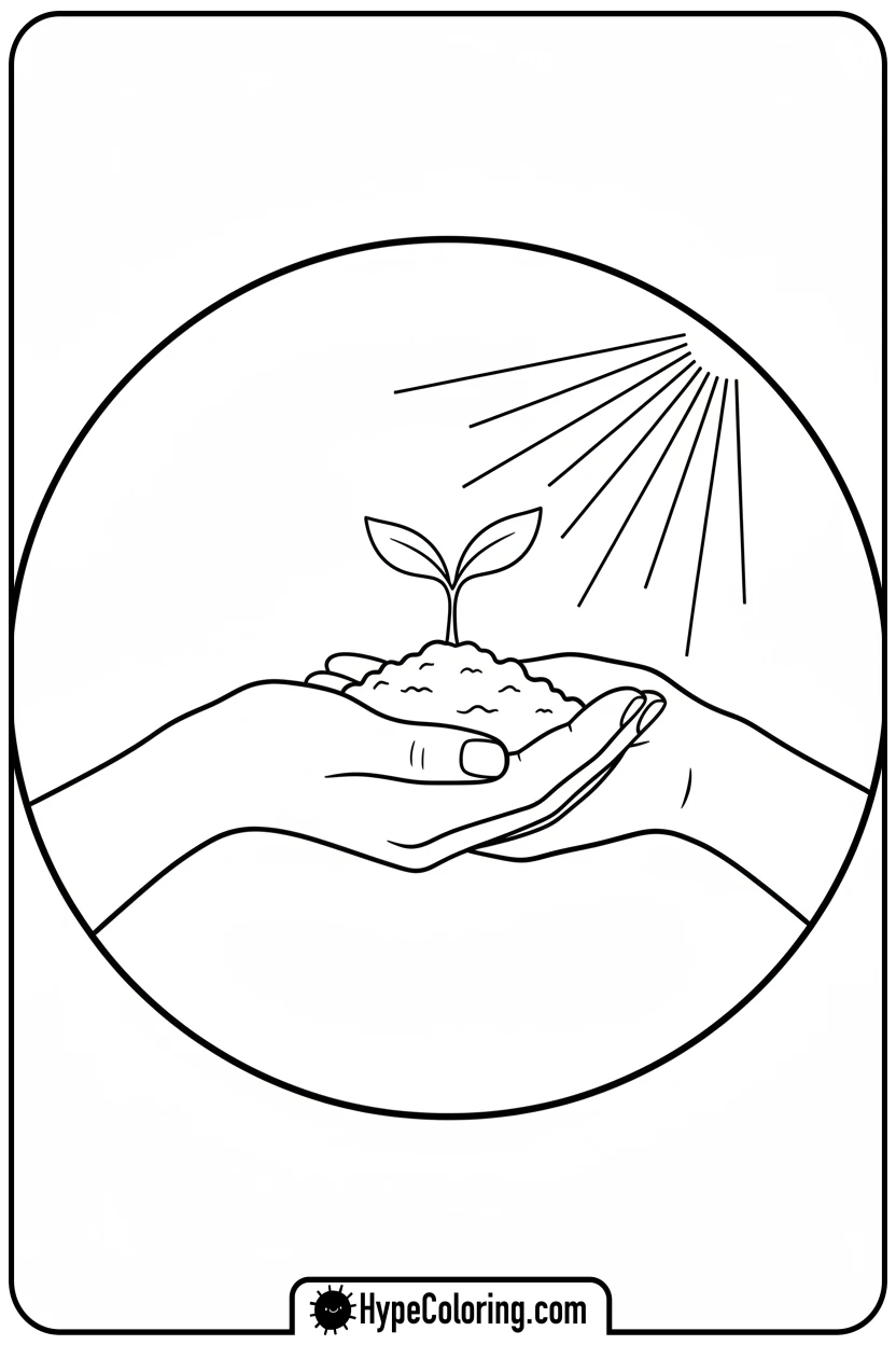 hands-holding-a-tiny-sprout - bible verse coloring pages
