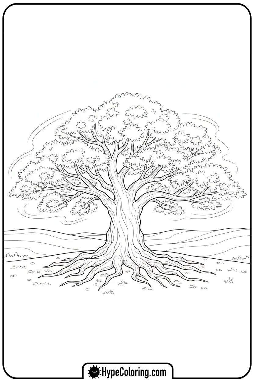 strong-oak-tree - bible verse coloring pages