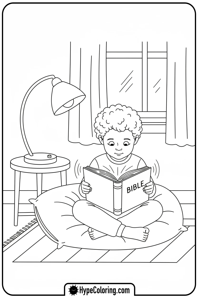 child-reading-a-bible - bible verse coloring pages
