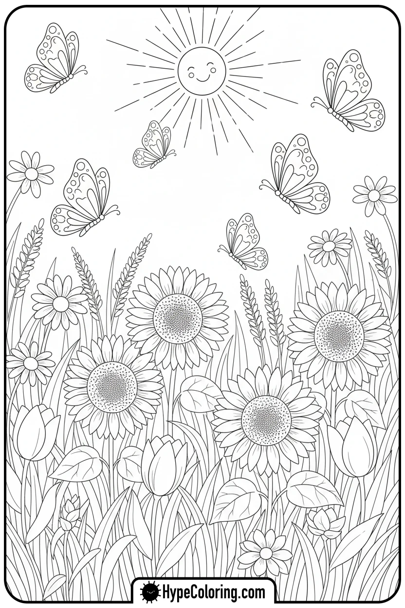 butterflies-in-a-flower-garden - bible verse coloring pages