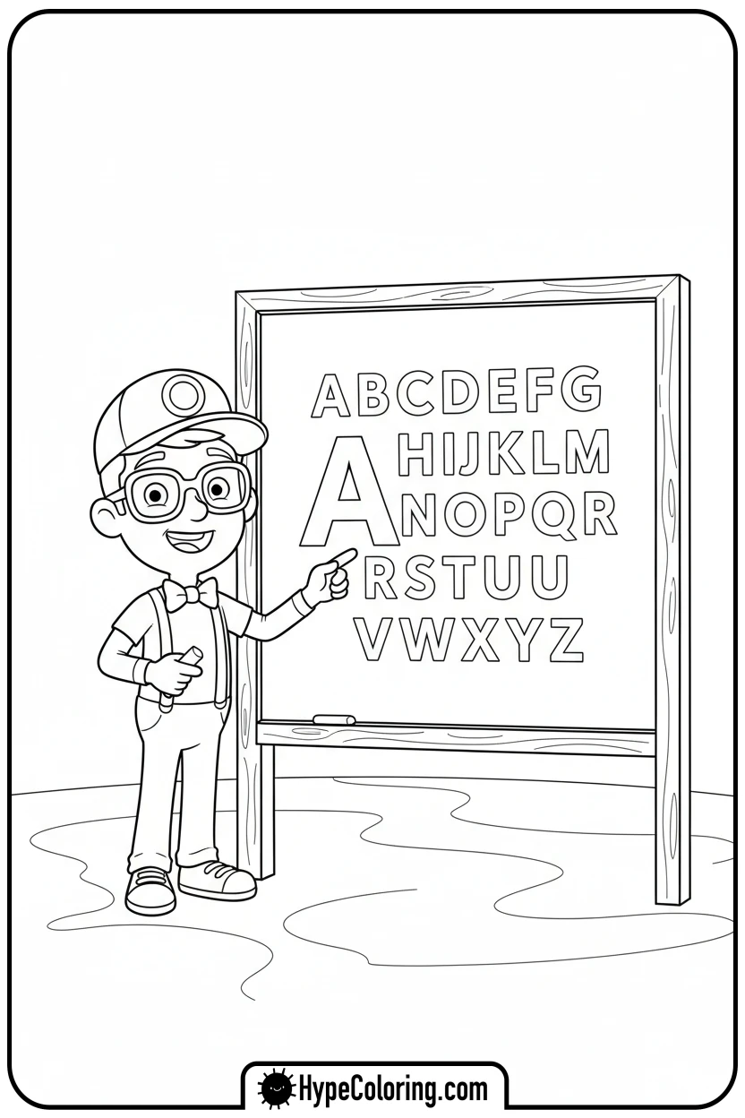 blippi-teaching-abcs - blippi coloring page