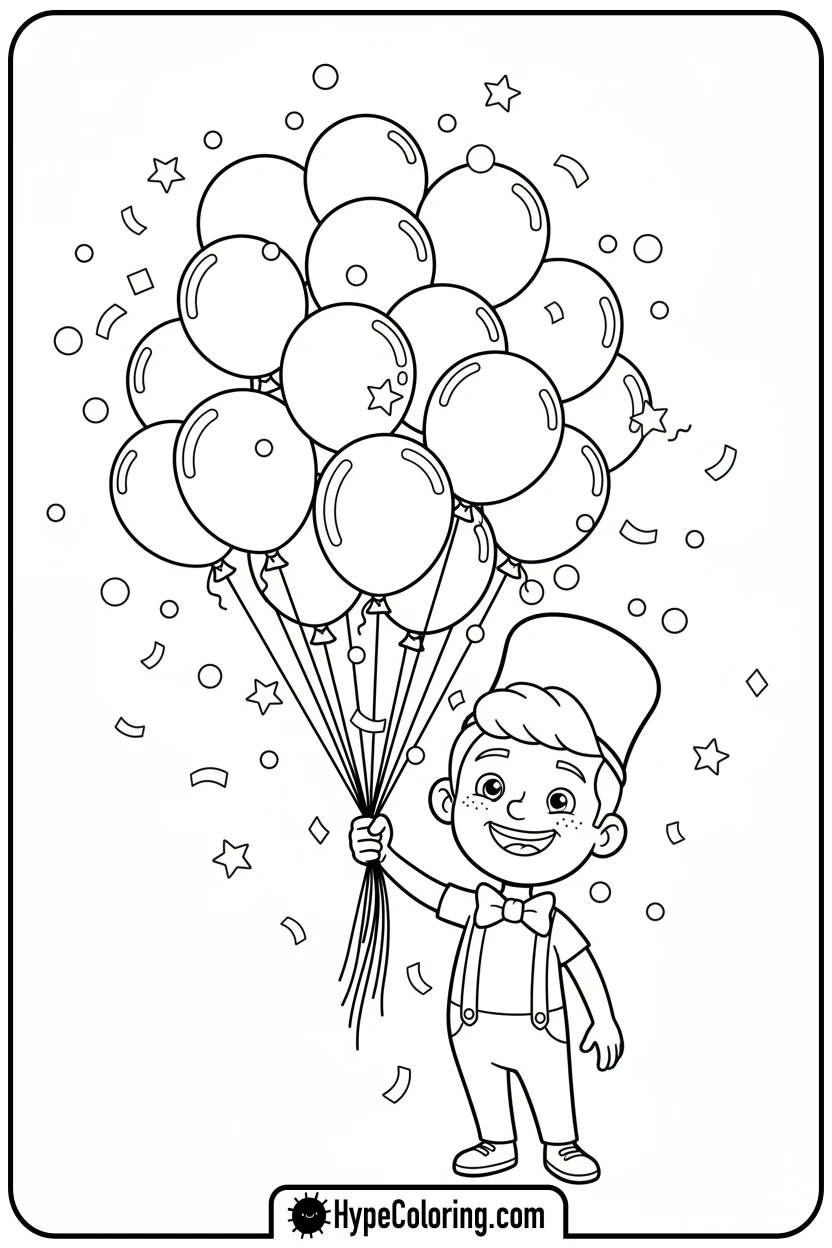 blippi-holding-balloons - blippi coloring page