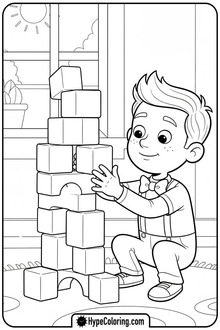 blippi-stacking-blocks - blippi coloring page