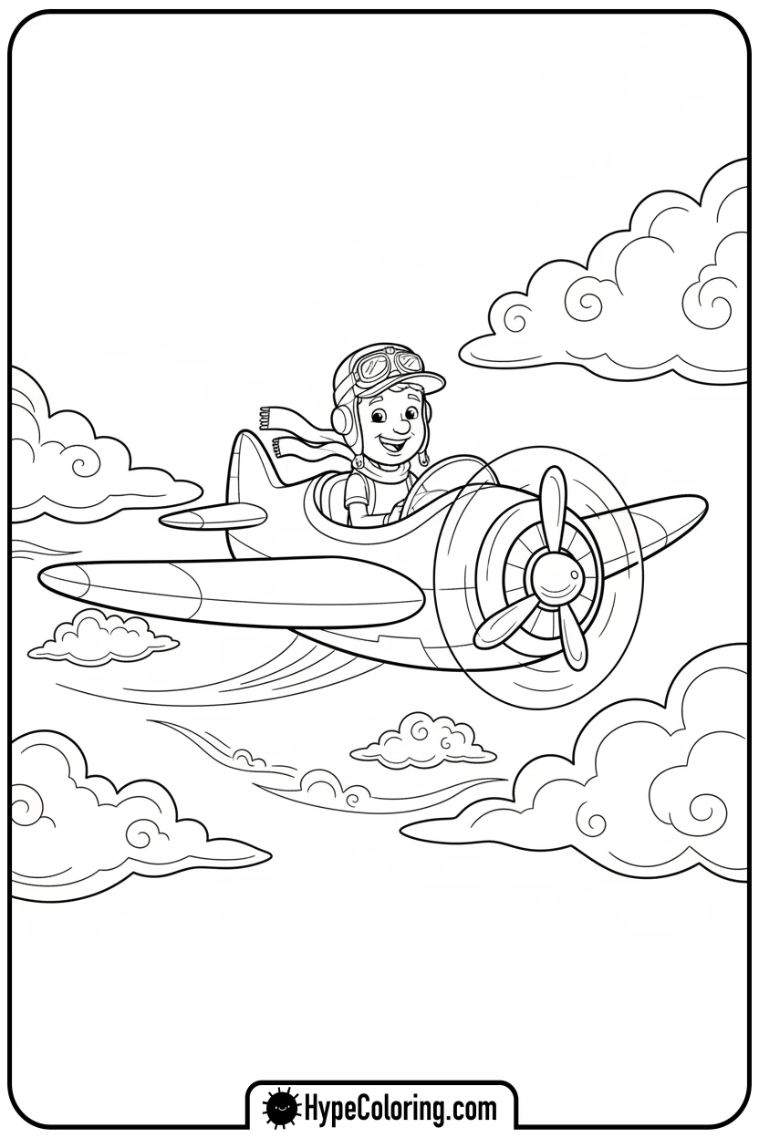 blippi-flying-plane - blippi coloring page