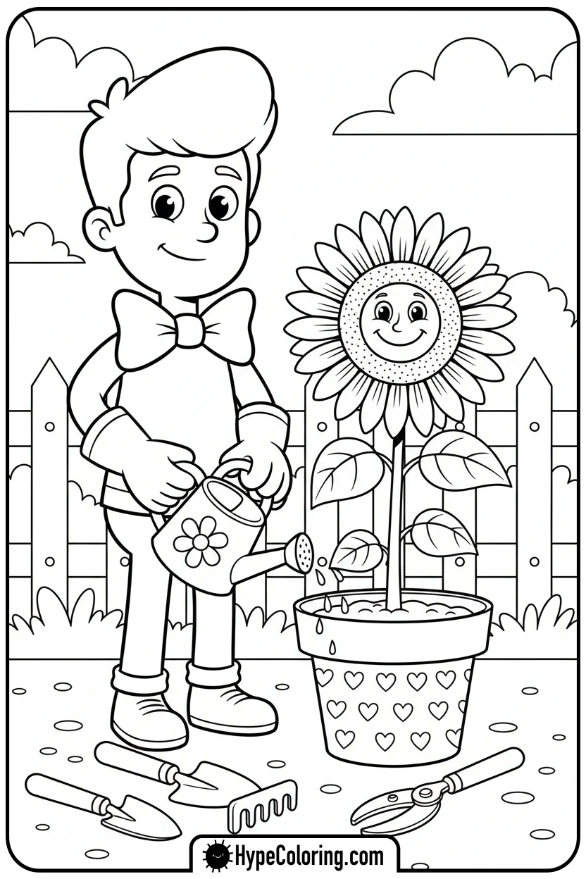 blippi-gardening - blippi coloring page