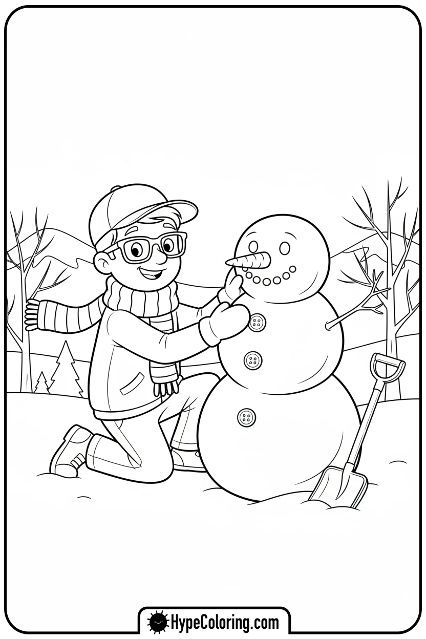 blippi-building-snowman - blippi coloring page