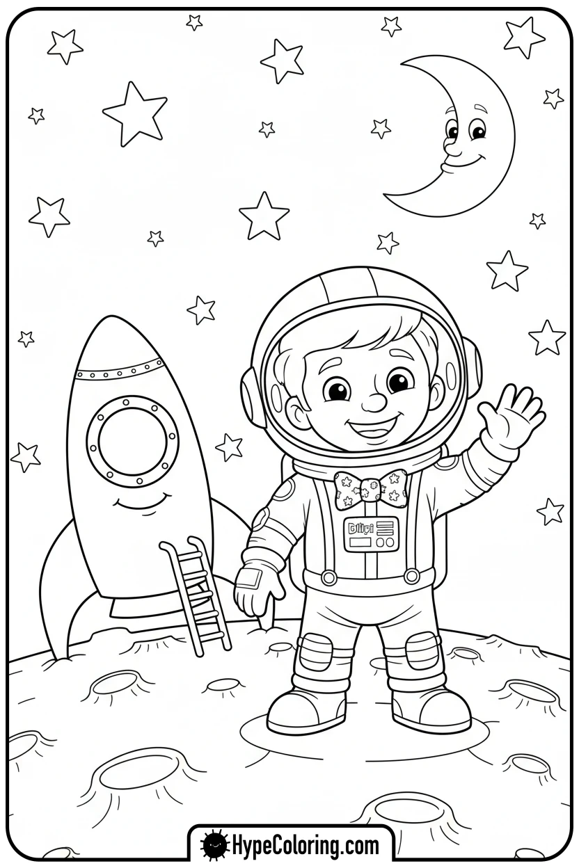 blippi-astronaut-on-moon - blippi coloring page