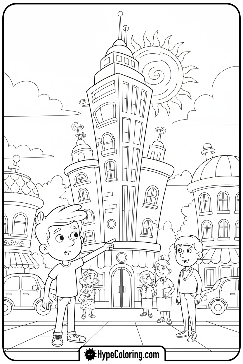 blippi-exploring-city - blippi coloring page