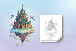 a-majestic-castle-perched-atop - castle coloring pages