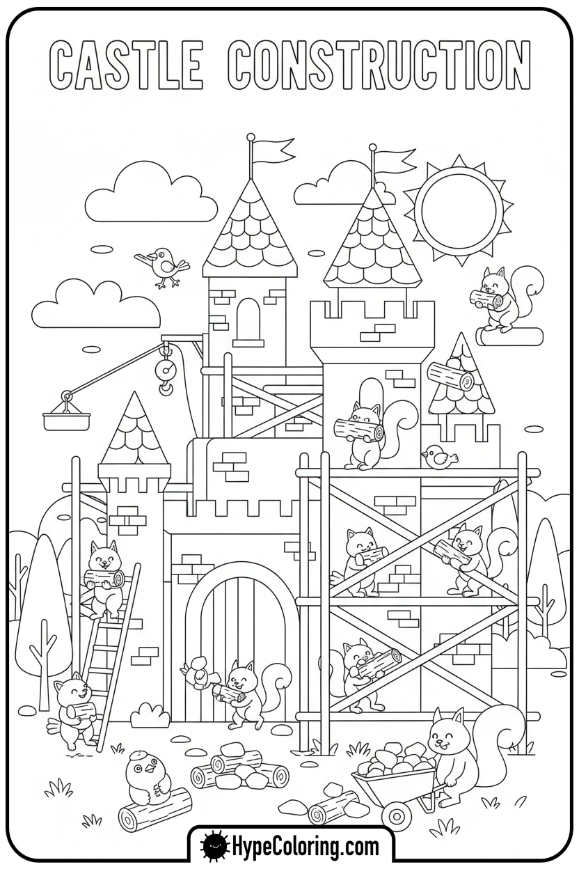 castle-under-construction - castle coloring pages