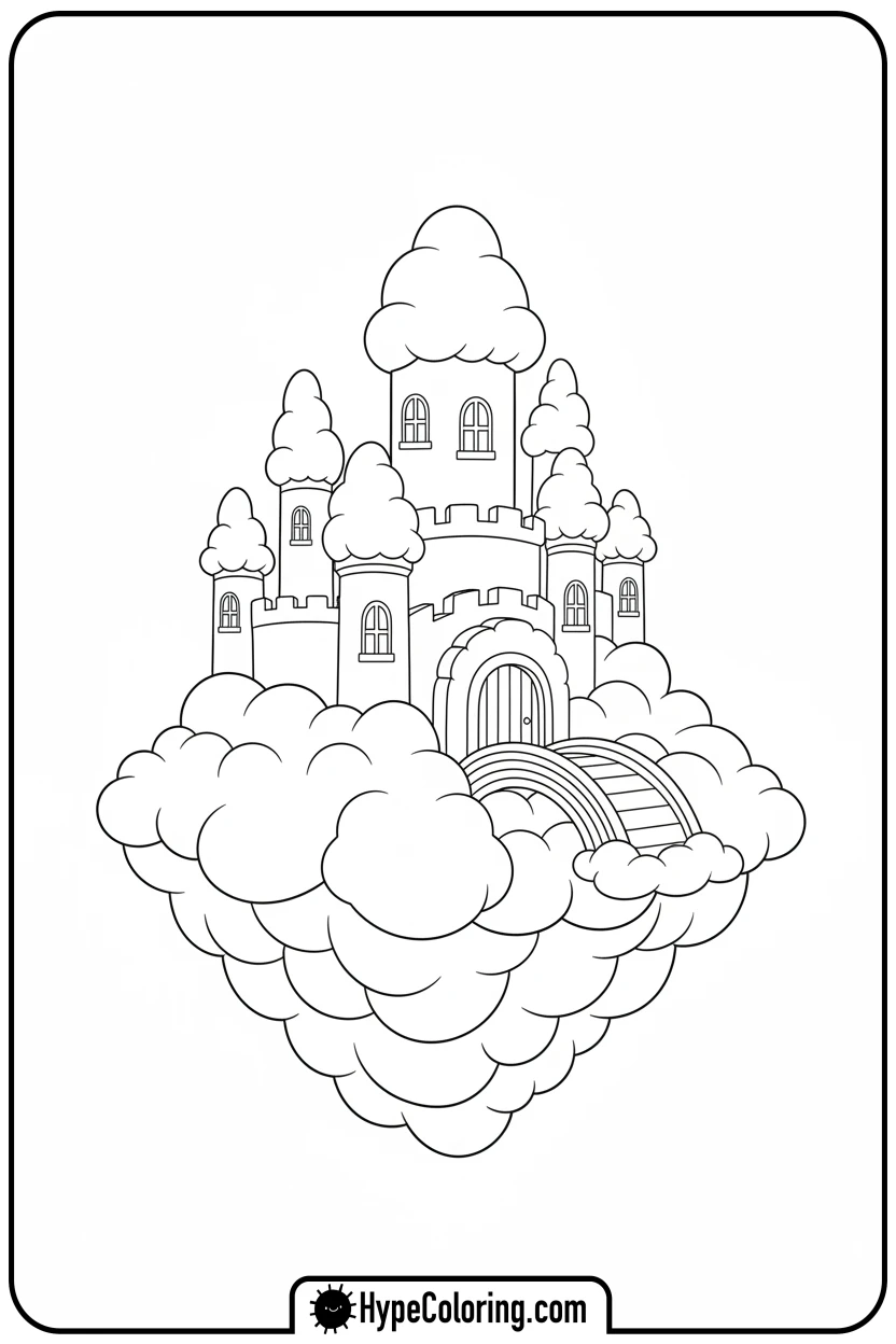 charming-cloud-castle - castle coloring pages