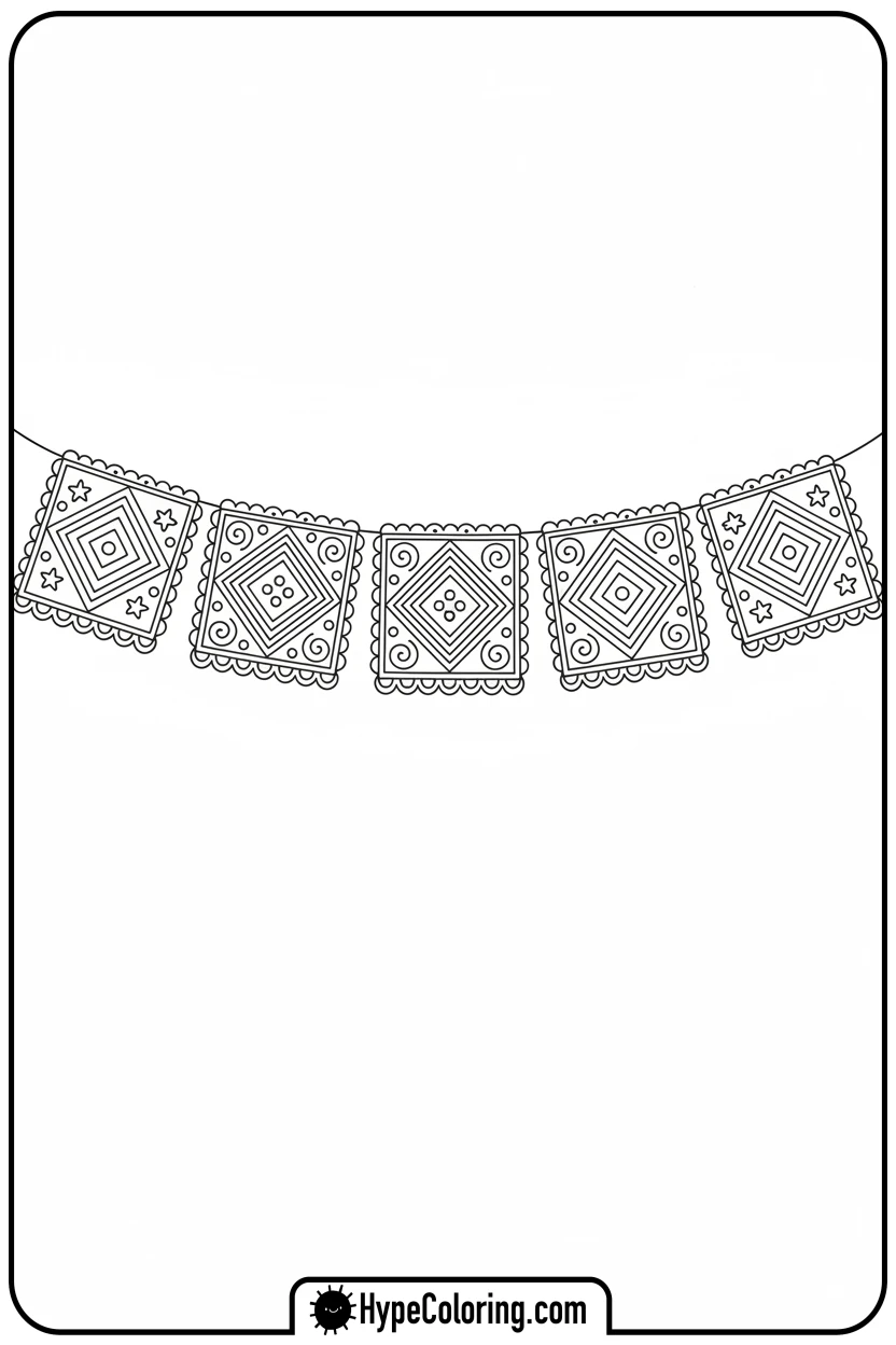 Click to download PDF papel-picado-banner - cinco de mayo coloring pages