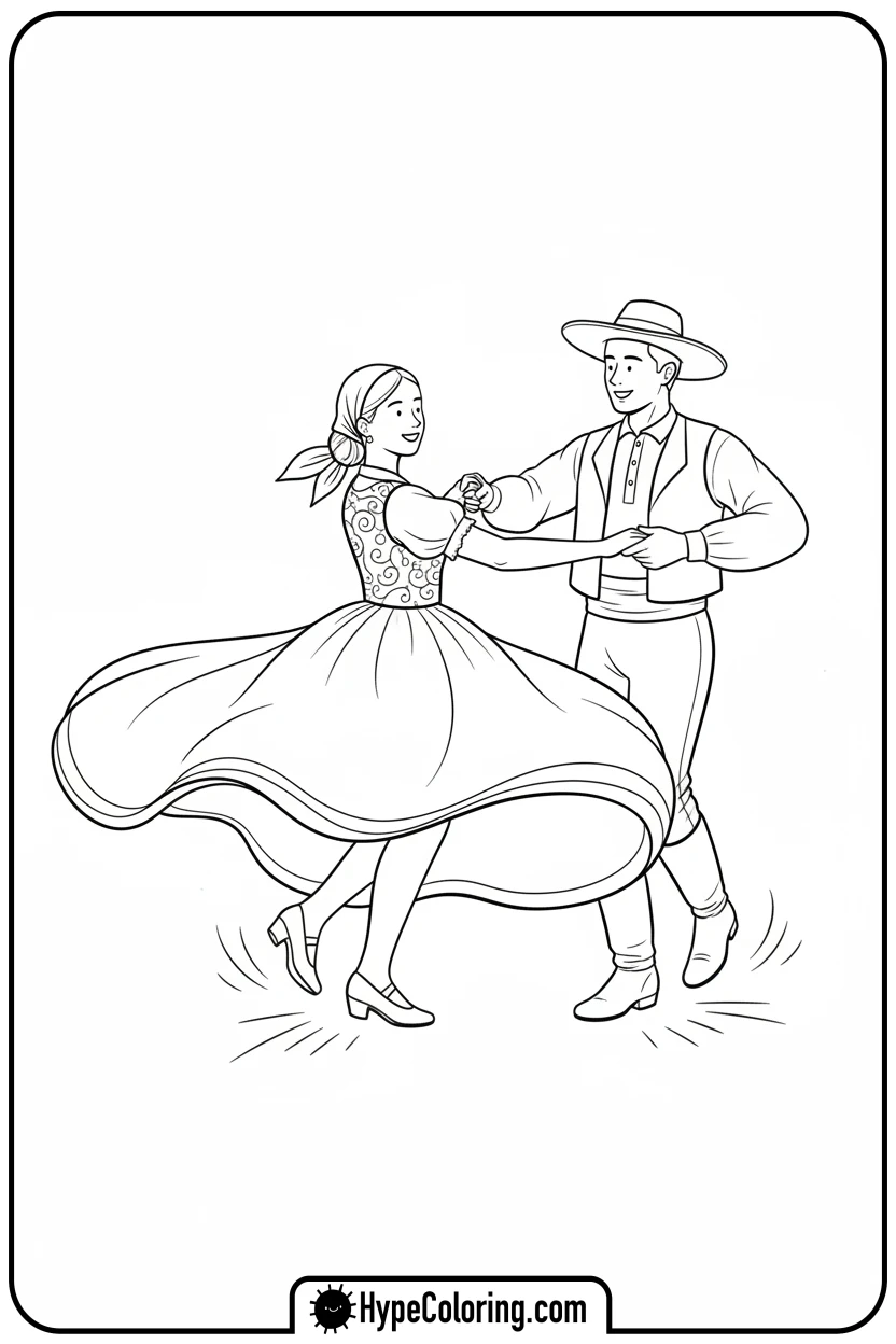 Click to download PDF folkloric-dancing-couple - cinco de mayo coloring pages