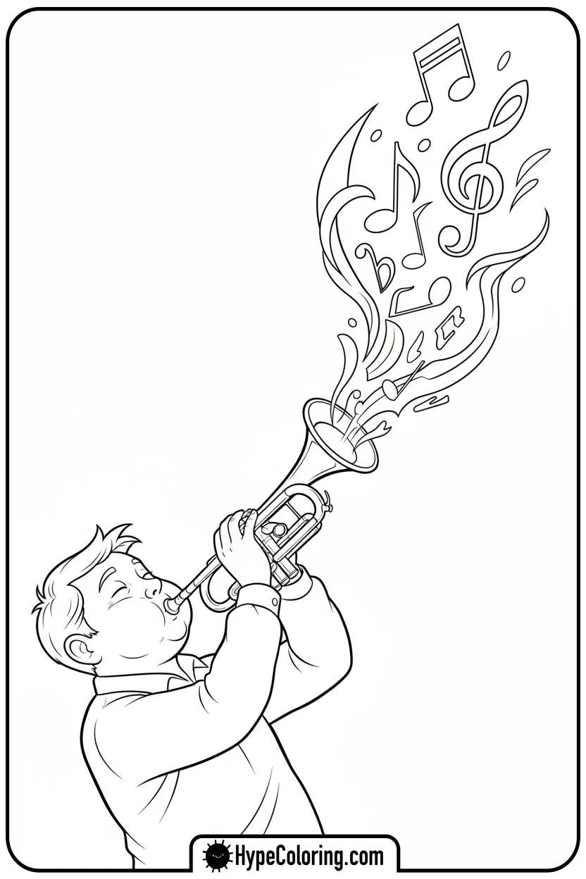 Click to download PDF musician-playing-trumpet - cinco de mayo coloring pages