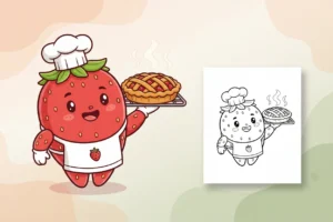 a-cute-strawberry-character-wearing - coloring pages for strawberry