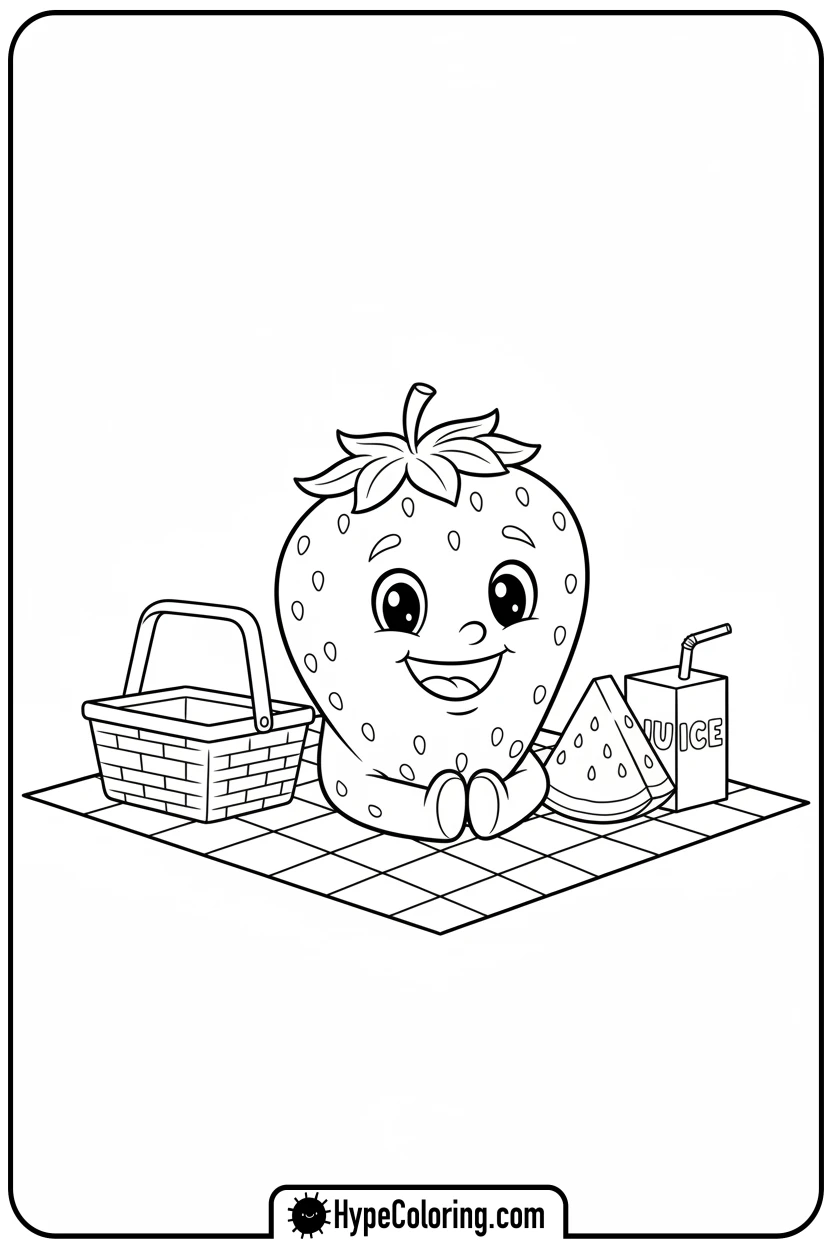 strawberry-picnic - coloring pages for strawberry