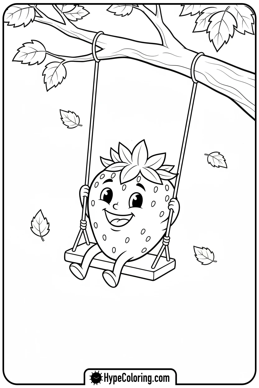 strawberry-on-tire-swing - coloring pages for strawberry