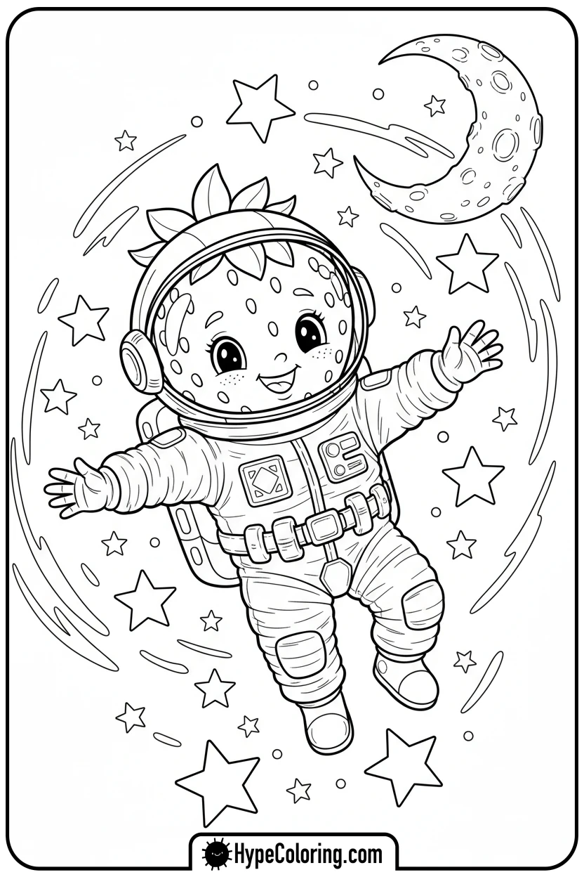 strawberry-astronaut-in-space - coloring pages for strawberry
