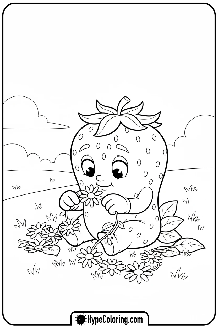 strawberry-making-daisy-chain - coloring pages for strawberry