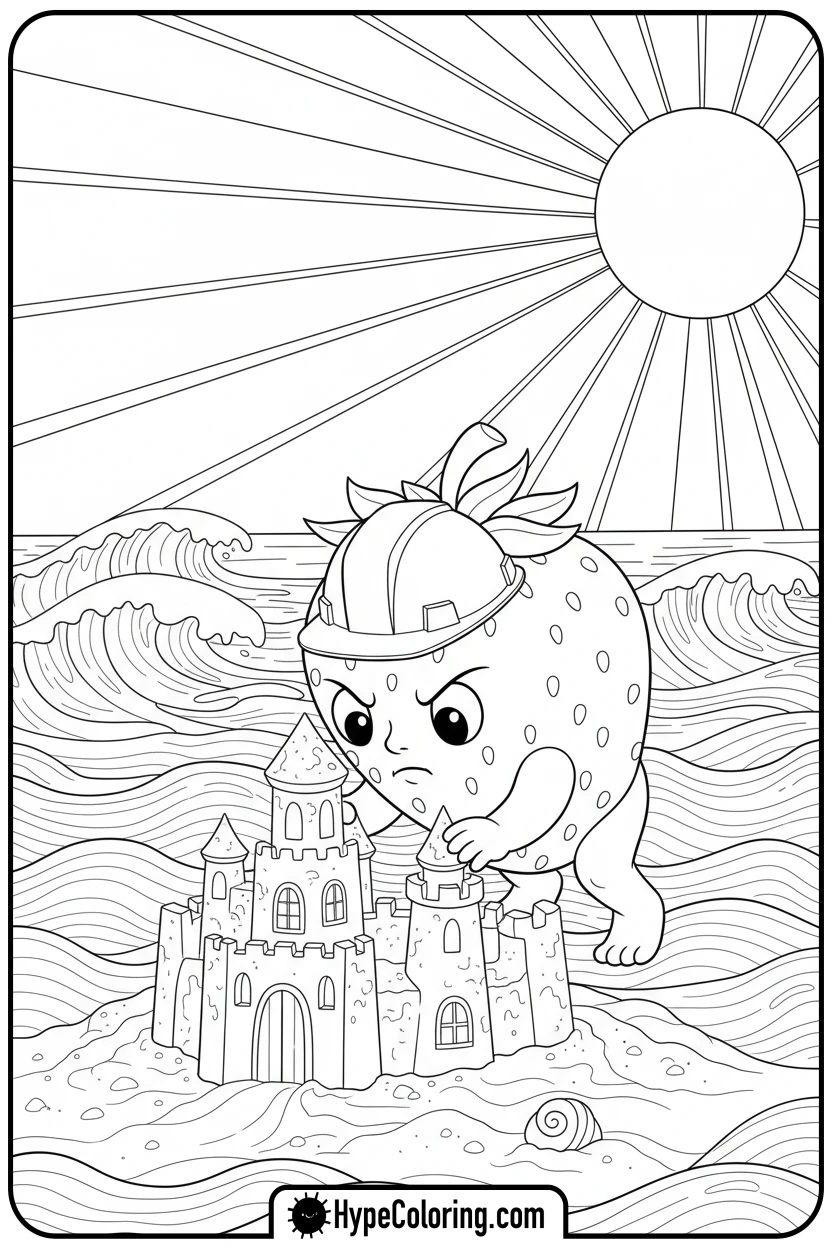 strawberry-building-sandcastle - coloring pages for strawberry