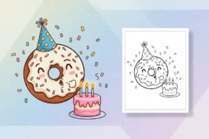 a-festive-glazed-doughnut-character - coloring pages of doughnuts