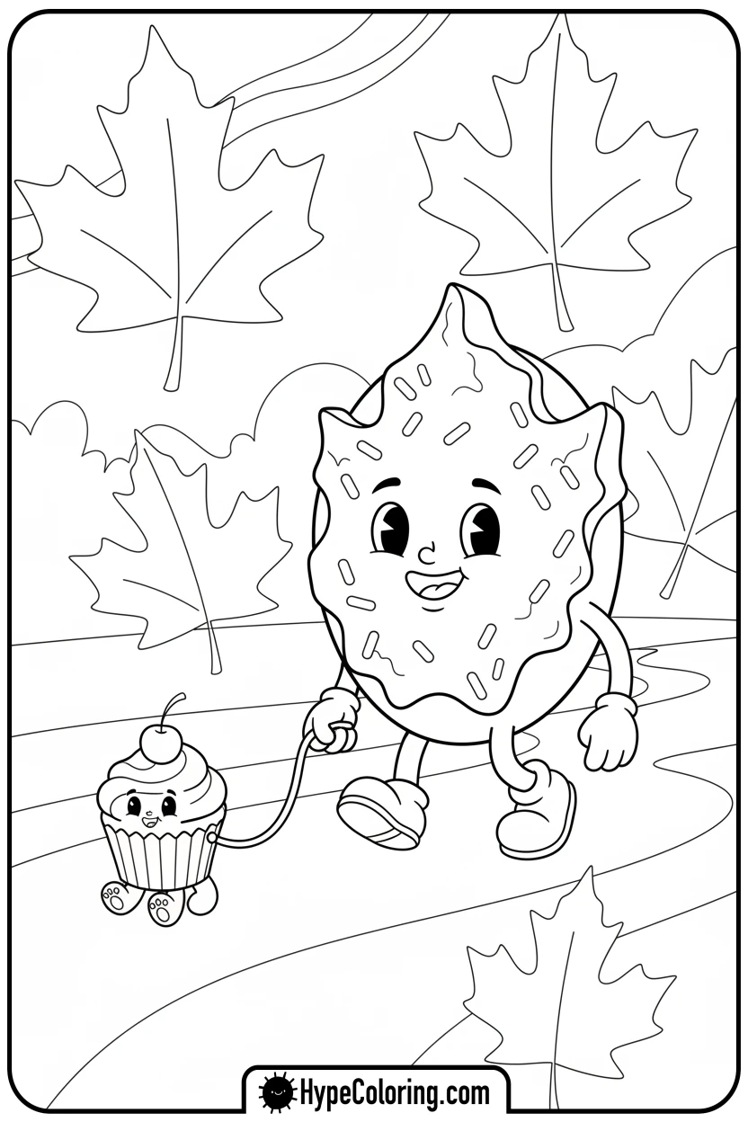 doughnut-walking-pet-cupcake - coloring pages of doughnuts