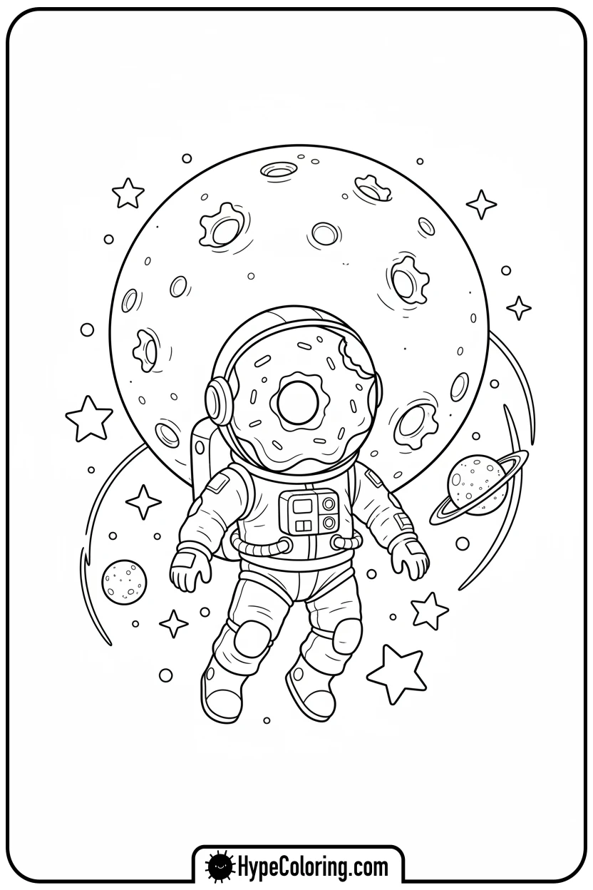 astronaut-doughnut-in-space - coloring pages of doughnuts