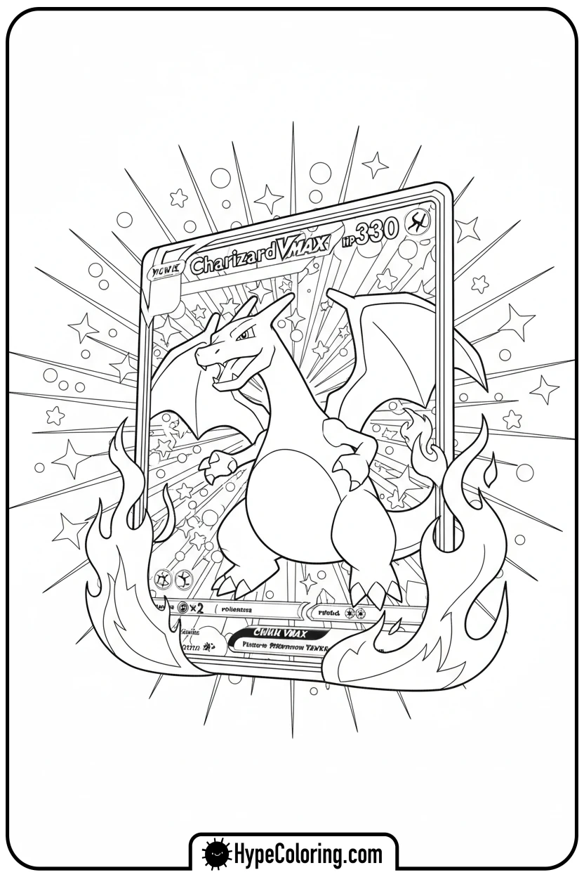 giant-holographic-charizard-vmax-card - coloring pages of pokemon cards
