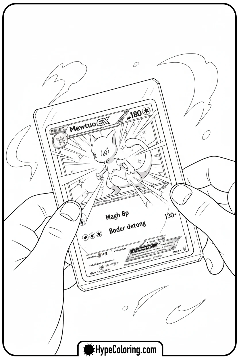 hands-sleeving-mewtwo-ex-card - coloring pages of pokemon cards