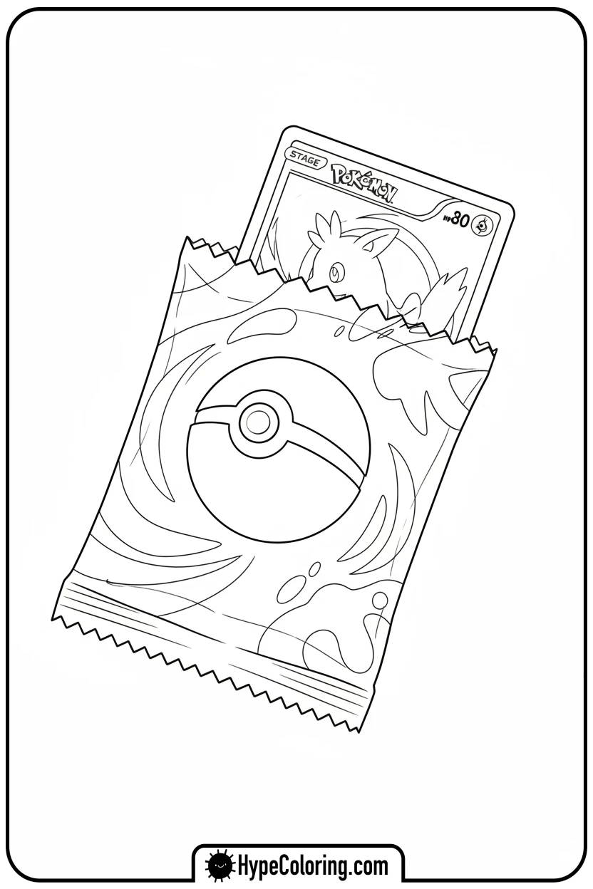 booster-pack-opening-card-peeking - coloring pages of pokemon cards