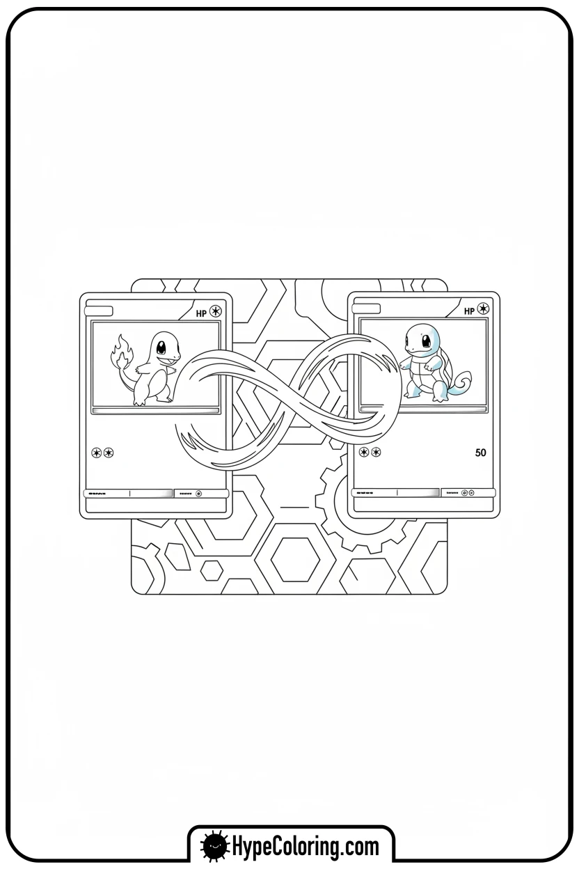 two-pokemon-cards-battling-on-mat - coloring pages of pokemon cards