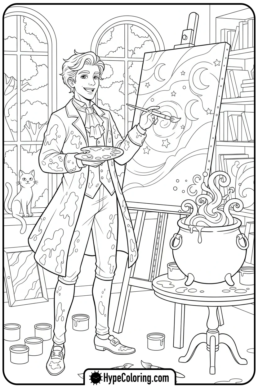 dandy-painting-stars - dandy's world coloring page