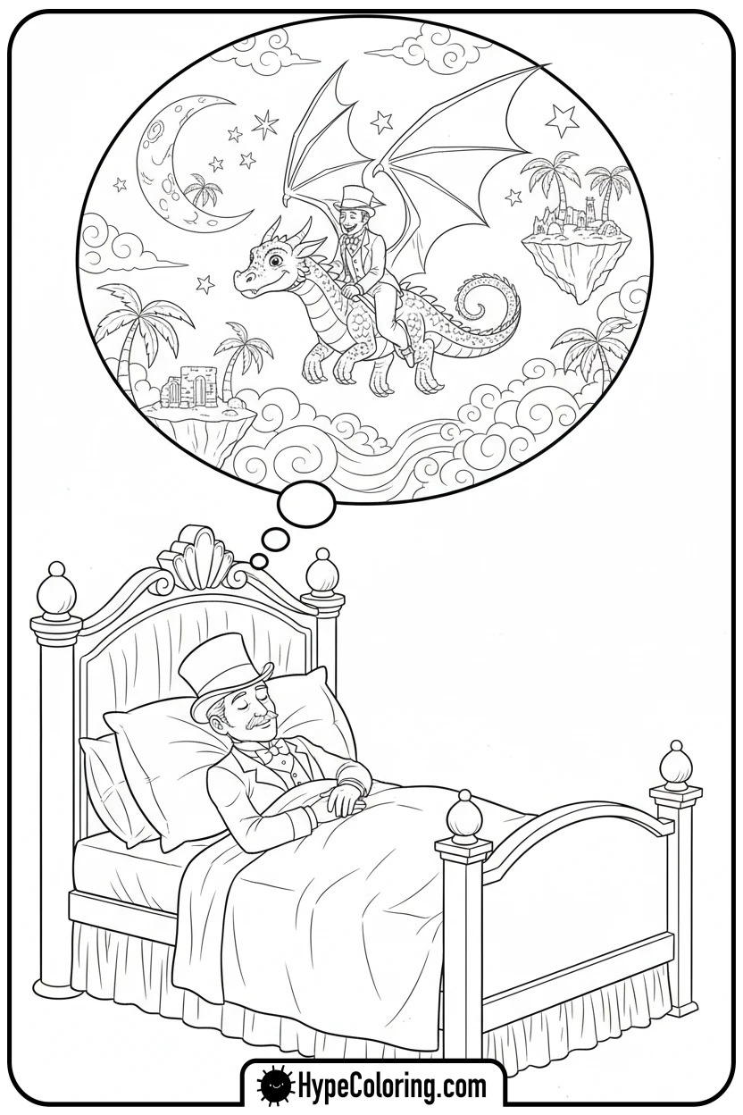 dandy-dreaming-of-dragon - dandy's world coloring page