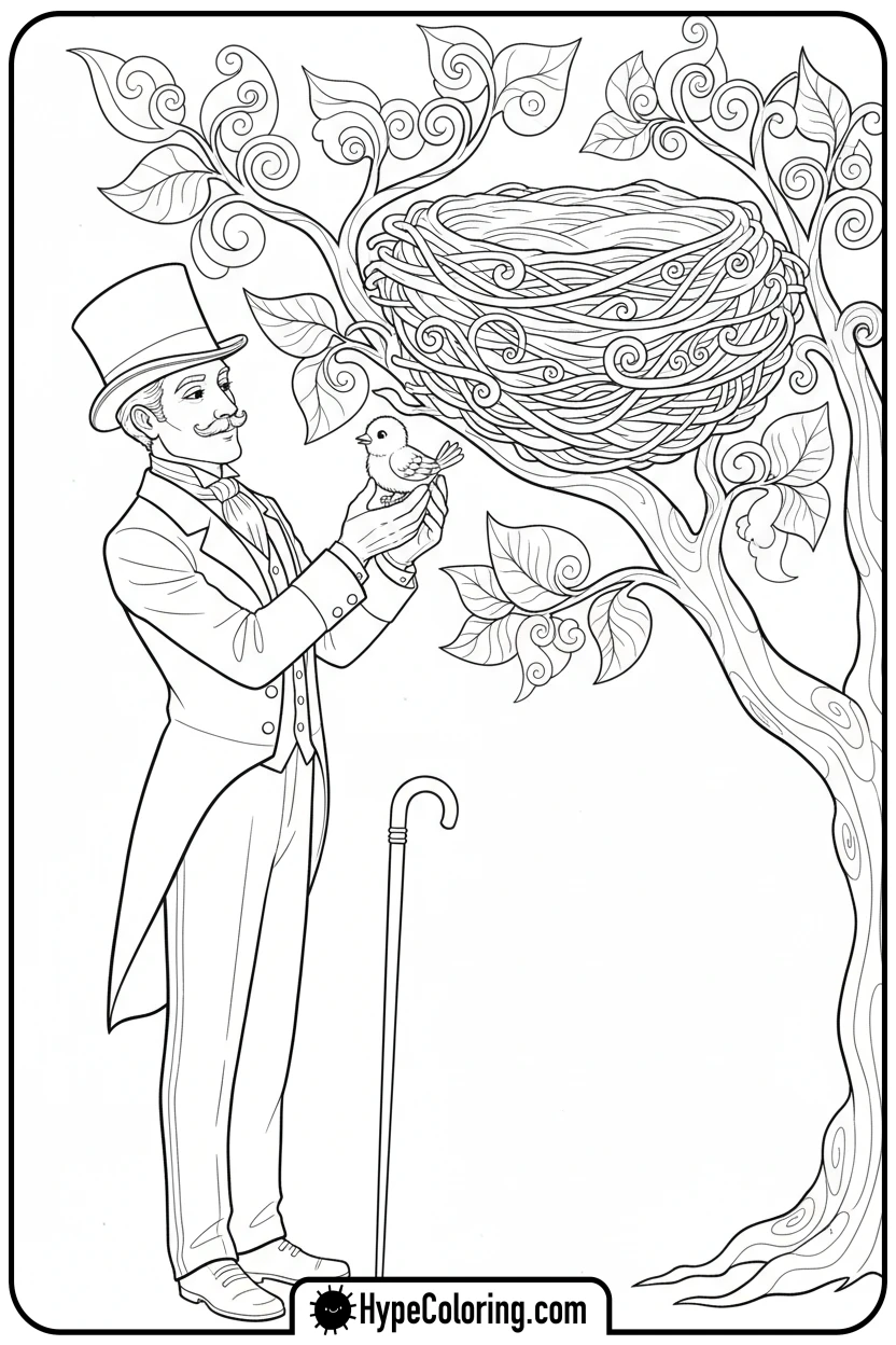 dandy-helping-baby-bird - dandy's world coloring page