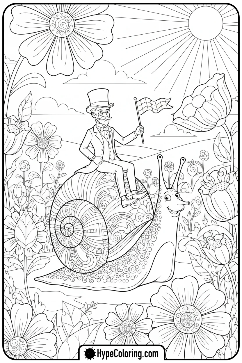 dandy-riding-giant-snail - dandy's world coloring page