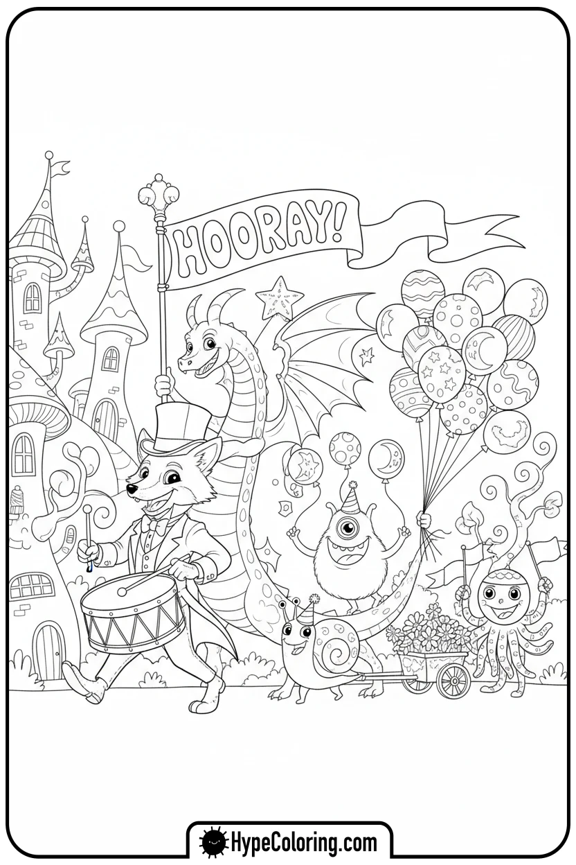 dandy-leading-parade - dandy's world coloring page
