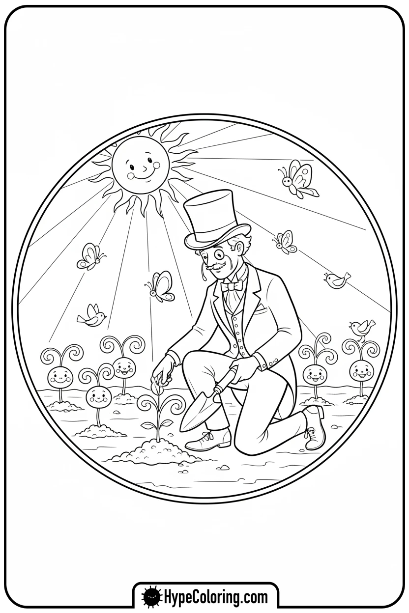 dandy-planting-a-sprout - dandy's world coloring page