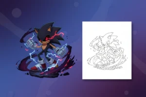 dark-sonic-powering-up-surrounded - dark sonic coloring pages