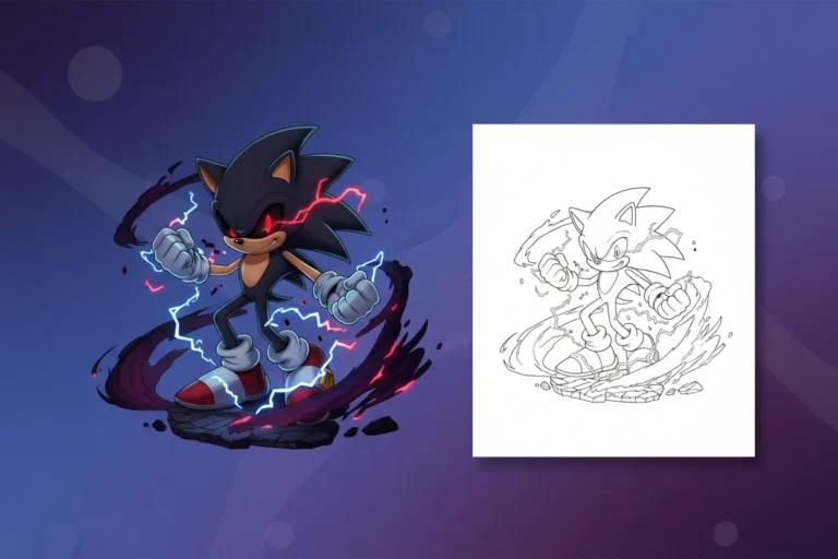 dark-sonic-powering-up-surrounded - dark sonic coloring pages