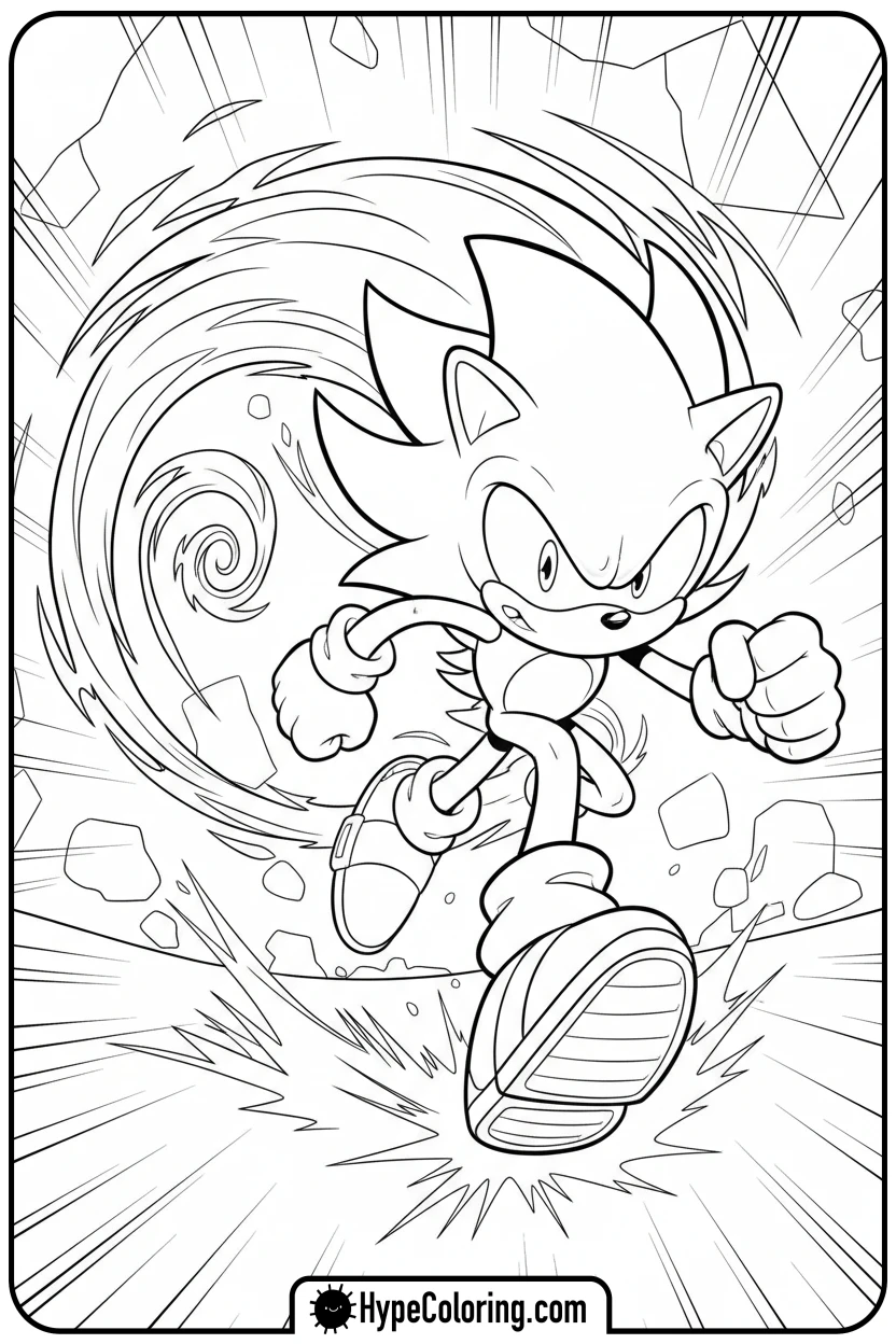 dark-sonic-running-with-energy-trail - dark sonic coloring pages