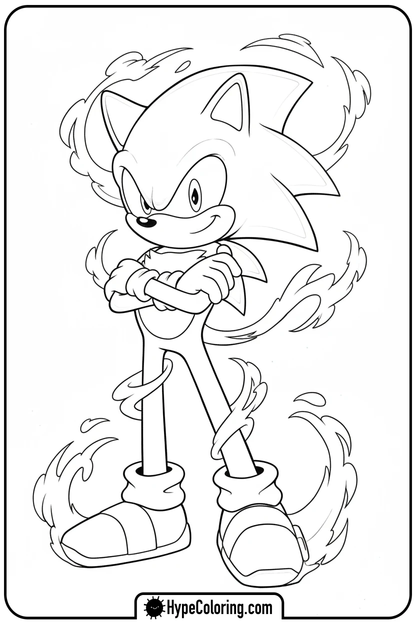 dark-sonic-confident-pose - dark sonic coloring pages