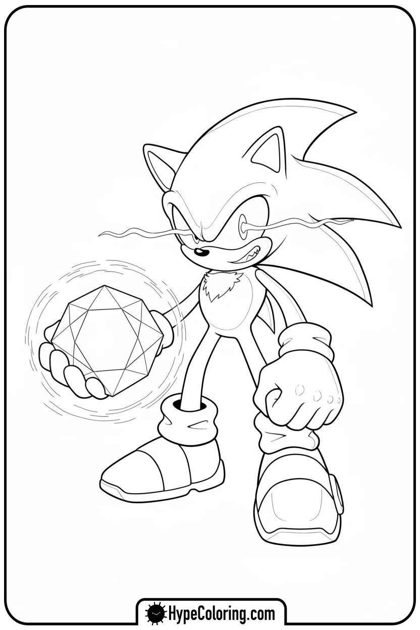 dark-sonic-with-chaos-emerald - dark sonic coloring pages
