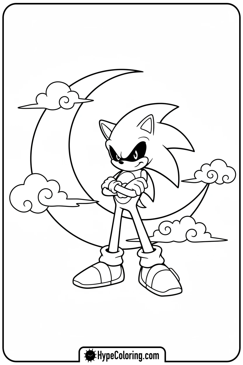 dark-sonic-moon-silhouette - dark sonic coloring pages