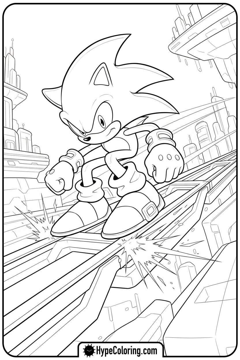 dark-sonic-grinding-rail - dark sonic coloring pages