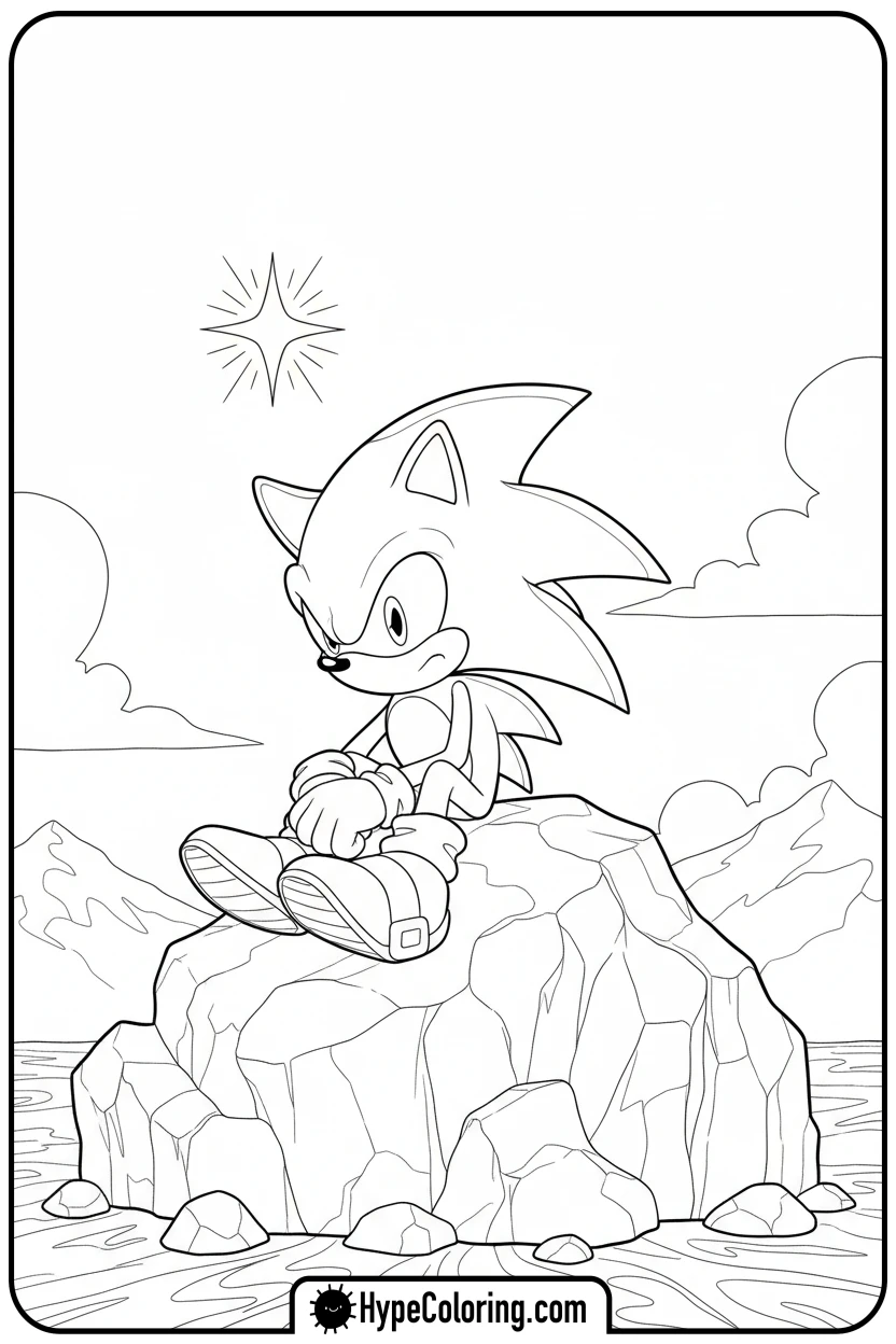dark-sonic-contemplative-pose - dark sonic coloring pages